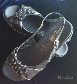 Sandali Donna Fascino Donna Tg 38 Vera Pelle Neri