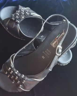 Sandali Donna Fascino Donna Tg 38 Vera Pelle Neri
