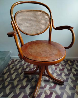 Poltrona girevole Thonet originale vintage antica