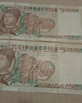 Banconote 5000 lire A . da Messina FDS consecutive