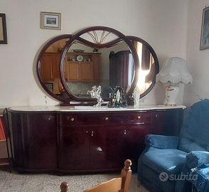 Mobili salone sala da pranzo mogano e marmo