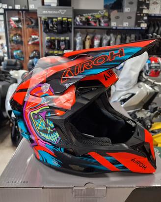 AIROH Casco Cross Wraaap - Cyber - Orange