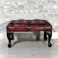 Poggiapiedi Chesterfield inglese vintage in pelle