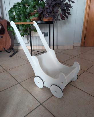 Passeggino bambole in legno