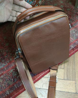 Borsa zaino in vera pelle marrone – nuova
