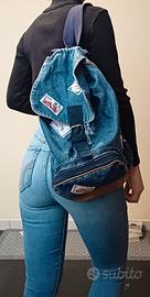 Zainetto denim vintage anni 80 con patches