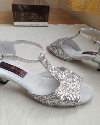 PAOUL scarpe da ballo argento n.37,5 Made in Italy