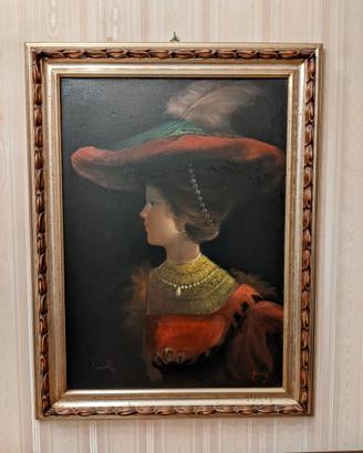 Dipinto olio su tela con ritratto di Saskia