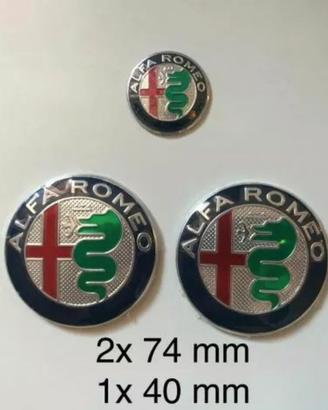 ALFA ROMEO Kit 3 pezzi 2x 74mm - 1x 40mm