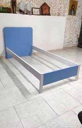 Letto Singolo Moderno Blu e Bianco