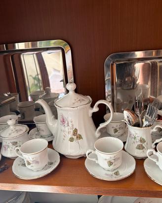 Servizio caffe porcellana bavaria e oro 24 carati