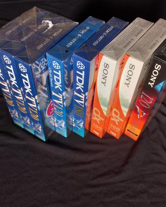 8 videocassette vergini VHS marca Sony e TDK