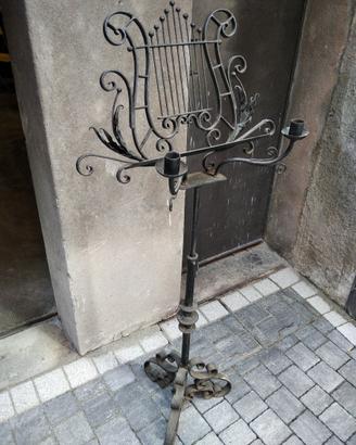 Leggìo regolabile ferro battuto con portacandele