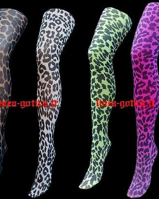 Calze leopardate vari colori punk dark rock emo