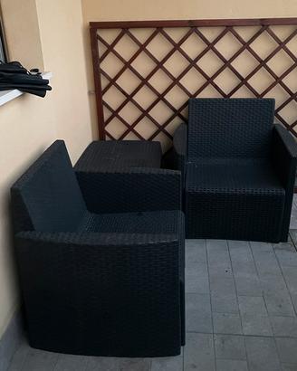 🌿 SET DA ESTERNO IN RATTAN – 2 POLTRONE + TAVOLINO