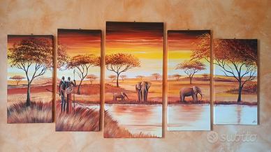 Quadro tela da parete set 5 pezzi Africa