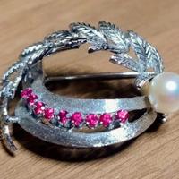 Spilla Vintage Foglie in ARGENTO 800 - Punzonata