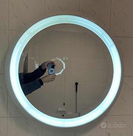 Specchio con lampada  + mensola in porcellana