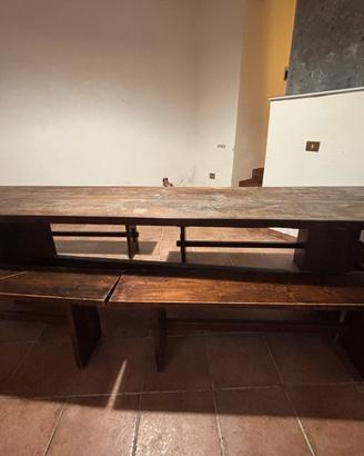 Tavolo fratino in legno massello + 6 panche