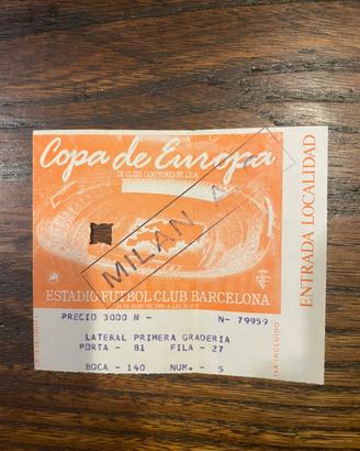 Biglietto finale Coppa dei Campioni 1989.