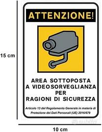 Adesivo Videosorveglianza Area Sicurezza 2024