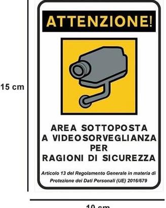 Adesivo Videosorveglianza Area Sicurezza 2024