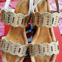 Sandali a zeppa dorati Patrizia Azzi con cinturino