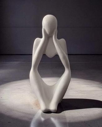 Statua pensante design moderno bianco satinato