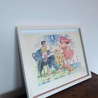 Quadro con acquarello Passepartout  + dedica pers.