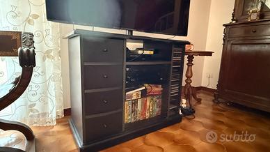 Mobile portaTV nero con vetrina