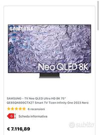 Smart tv 75 pollici Neo Qled 8k samsung one conect