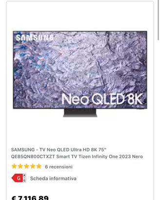 Smart tv 75 pollici Neo Qled 8k samsung one conect