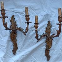 Lampade Applique in ottone dorato 2 luciVintage