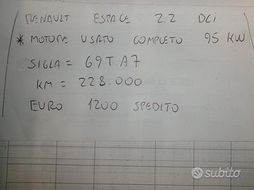 Motore usato completo renault espace 2.2dci