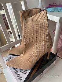 stivaletti con tacco color khaki,marrone numero 40