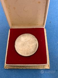 Moneta 5 Franchi Argento Svizzera 1963 + scatola
