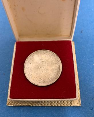 Moneta 5 Franchi Argento Svizzera 1963 + scatola