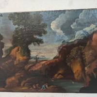 Dipinto antico olio su tela fine 700 XVIII secolo