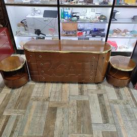 COMO' + COMODINI CATTADORI ANNI 70 BORDO DORATO