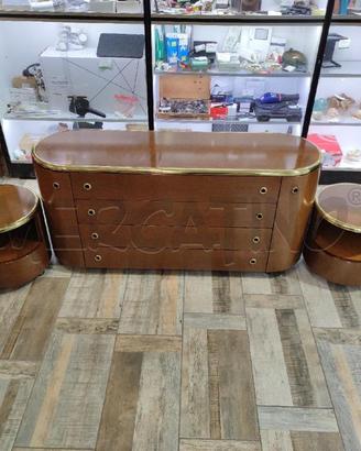 COMO' + COMODINI CATTADORI ANNI 70 BORDO DORATO