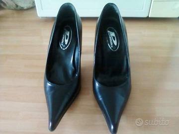scarpe decoltè nere  con tacco 7 cm  come nuove  t