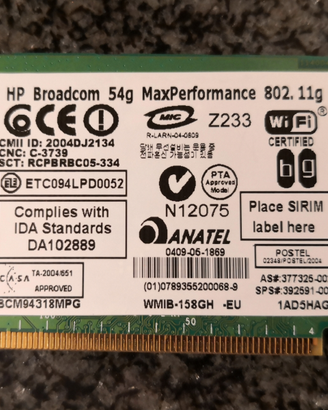 Scheda WiFi Notebook HP Pavilion zd8000