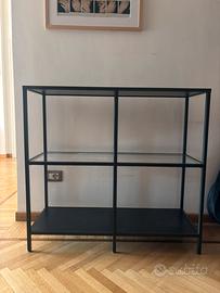 Scaffale IKEA VITTSJÖ nero con ripiano in vetro