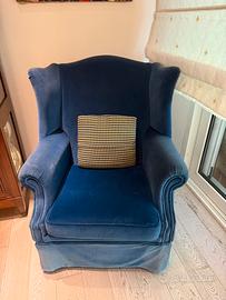 Poltrona velluto blu