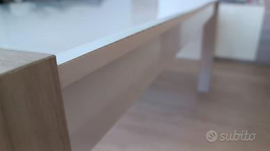 Tavolo Maxiwood 180x90 allung. olmo perla vetro