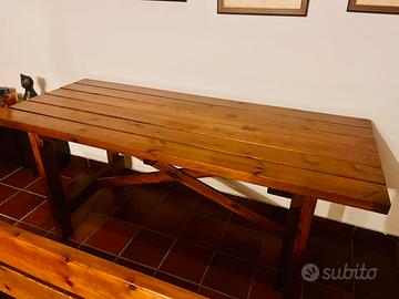 SET TAVOLO+2 PANCHE In Legno Massello
