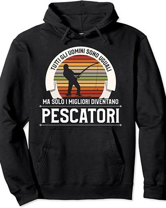 Felpa nera con cappuccio e frase pescatori NUOVA