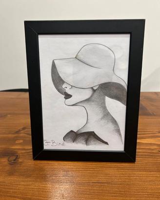 Quadro disegno a matita pezzo unico 15x20 cm