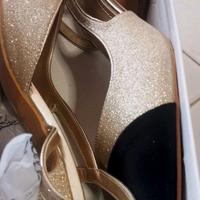 Sandalo Melissa scarpa Slingback dorati a punta ne