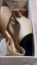 Sandalo Melissa scarpa Slingback dorati a punta ne